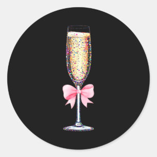 Coquette Champagne Gl Happy New Year 2026 Party Wo Classic Round Sticker