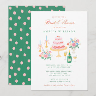 Coquette Charm Handpainted Bridal Shower Invitation