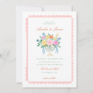 Coquette Charm Handpainted Floral Wedding invite