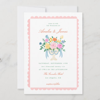 Coquette Charm Handpainted Floral Wedding invite