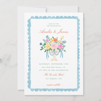 Coquette Charm Handpainted Floral Wedding invite