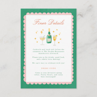 Coquette Charm Handpainted Wedding Details Enclosure Card