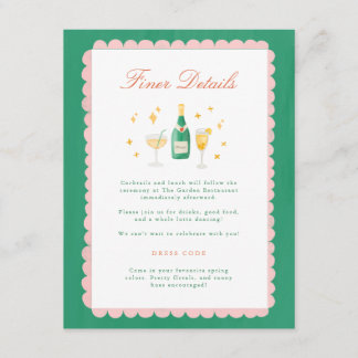 Coquette Charm Handpainted Wedding Details Enclosure Card