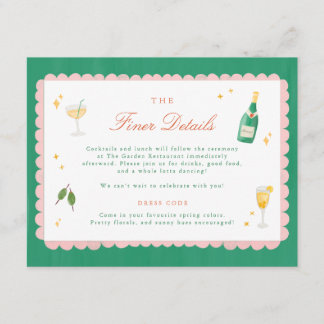 Coquette Charm Handpainted Wedding Details Enclosure Card