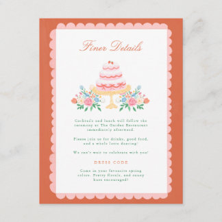 Coquette Charm Handpainted Wedding Details Enclosure Card
