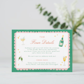 Coquette Charm Handpainted Wedding Details Enclosure Card