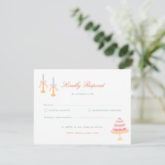 Coquette Charm Handpainted Wedding RSVP Card
