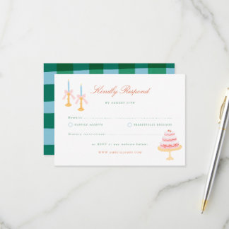 Coquette Charm Handpainted Wedding RSVP Card