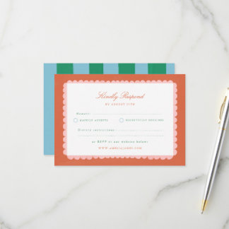 Coquette Charm Handpainted Wedding RSVP Card