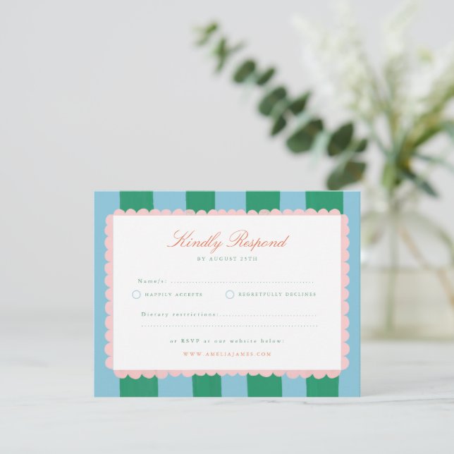 Coquette Charm Handpainted Wedding RSVP Card (Standing Front)
