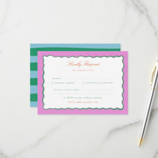 Coquette Charm Handpainted Wedding RSVP Card
