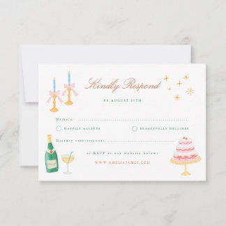 Coquette Charm Handpainted Wedding RSVP Invitation