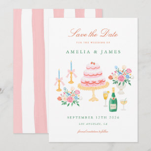 Coquette Charm Handpainted Wedding Save the Date