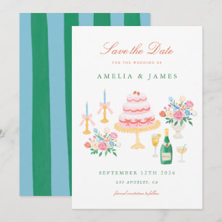 Coquette Charm Handpainted Wedding Save the Date