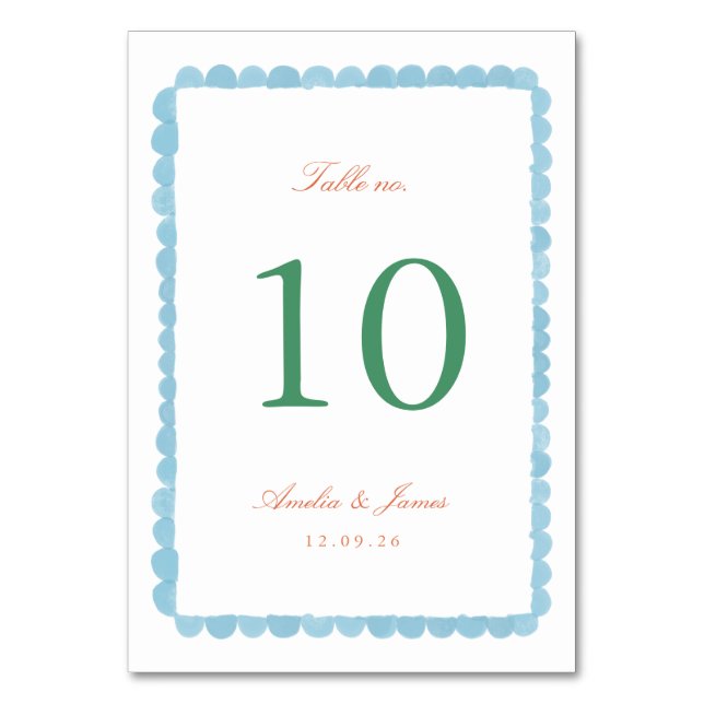 Coquette Charm Handpainted Wedding Table Number (Front)