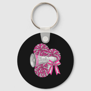 Coquette Cheer Bow Pink Cheerleader Sport Cheerlea Key Ring