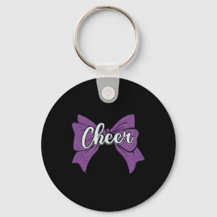 Coquette Cheer Bow Purple Sport Cheerleader Cheerl Key Ring