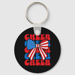 Coquette Cheer Bow Sport Cheerleader Usa American Key Ring