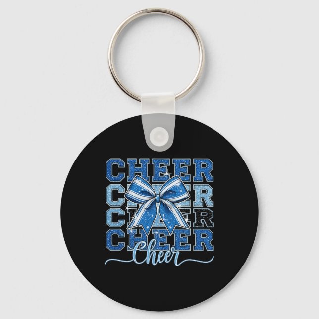 Coquette Cheer Bow Team Cheerleader Cheerleading B Key Ring (Front)