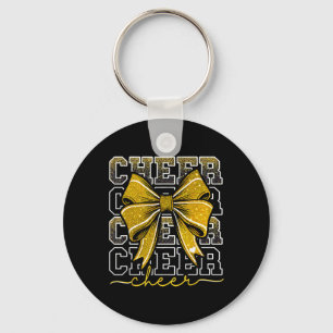 Coquette Cheer Bow Team Cheerleader Gold Cheerlead Key Ring