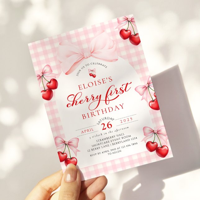 Coquette Cherr First Birthday  Invitation (Creator Uploaded)