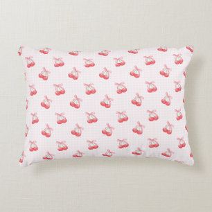 Coquette Cherries Bow Pattern  Decorative Cushion