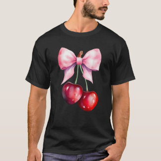 Coquette Cherry and Bows Kawaii Cherry Aesthetic T T-Shirt