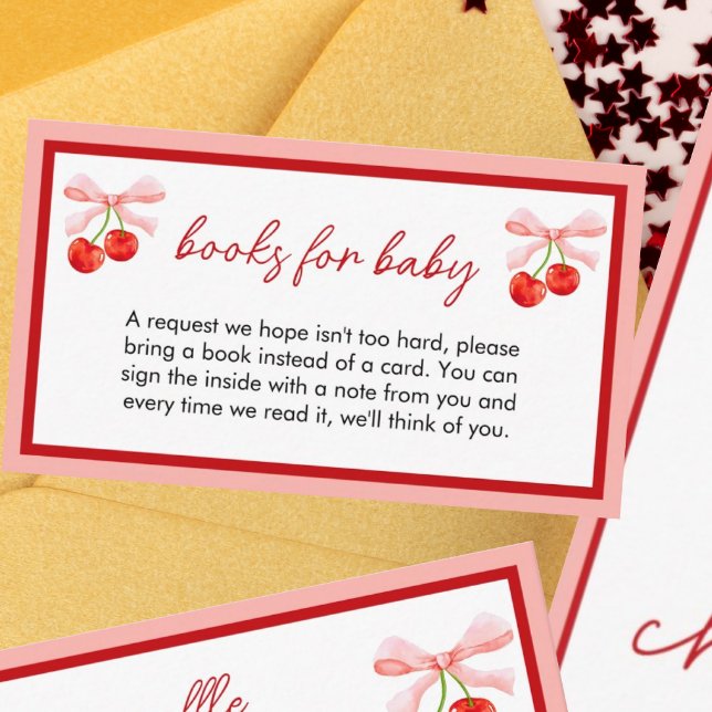 Coquette Cherry Baby Shower Books for Baby  Enclosure Card (Creator Uploaded)