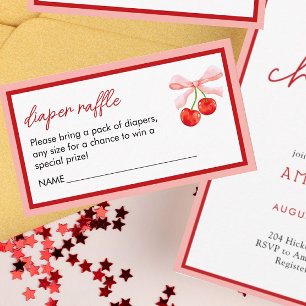 Coquette Cherry Baby Shower Diaper Raffle Enclosure Card