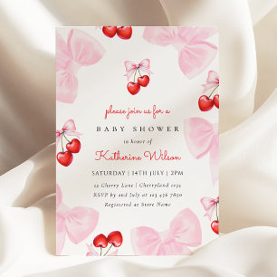 Coquette Cherry Baby Shower Invitation