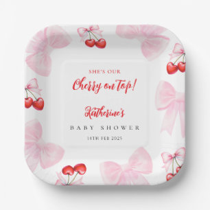 Coquette Cherry Baby Shower Paper Plate