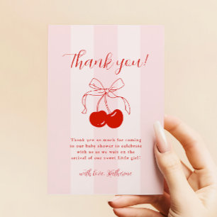 Coquette Cherry Baby Shower Thank You Card