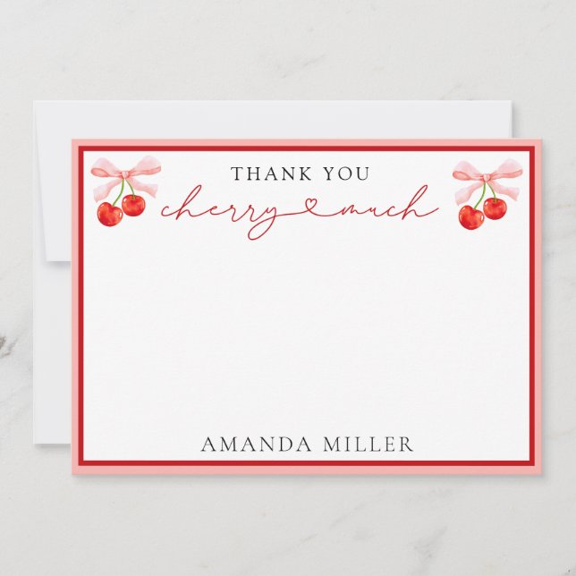 Coquette Cherry Baby Shower Thank You Card (Front)