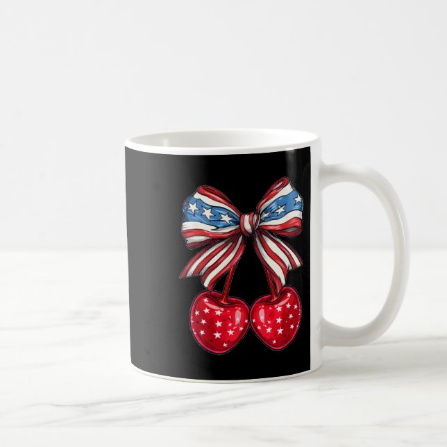 Coquette Cherry Bow Patriotic Usa Flag 4th Of July Coffee Mug (Right)