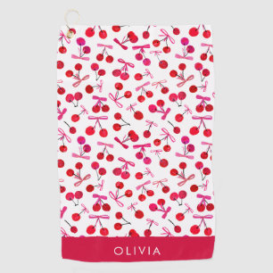 Coquette Cherry & bow pattern Golf Towel
