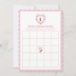 Coquette Cherry   Bridal Shower Bingo Game Invitation