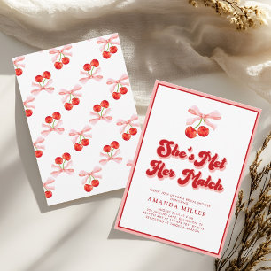 Coquette Cherry Bridal Shower Retro Invitation