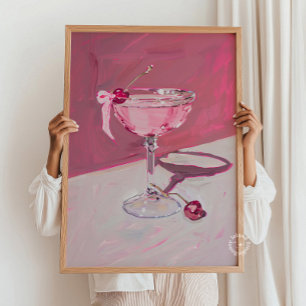 Coquette Cherry Cocktail Bar Cart Poster