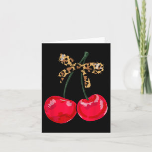 Coquette Cherry Leopard Ribbon Bow Women Girls _1  Card