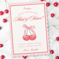 Coquette Cherry Maid of Honour Custom Name Proposa