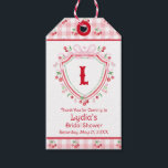 Coquette Cherry Monogam Bridal Shower Gift Tags<br><div class="desc">The coquette cherry monogram crest gives this bridal shower napkin a fun,  trendy look that any bride-to-be will love.  There is a coordinating cherry pattern border.

Colours include pink and red.

If you have any questions or need help customising this napkin,  please reach out. I'm happy to help.</div>