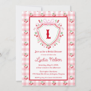 Coquette Cherry Monogam Bridal Shower Invitation