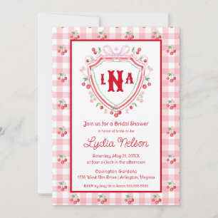Coquette Cherry Monogam Bridal Shower Invitation