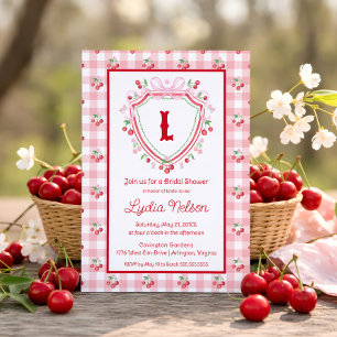 Coquette Cherry Monogam Bridal Shower Invitation
