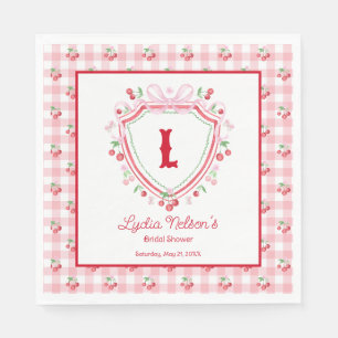 Coquette Cherry Monogam Bridal Shower Napkin