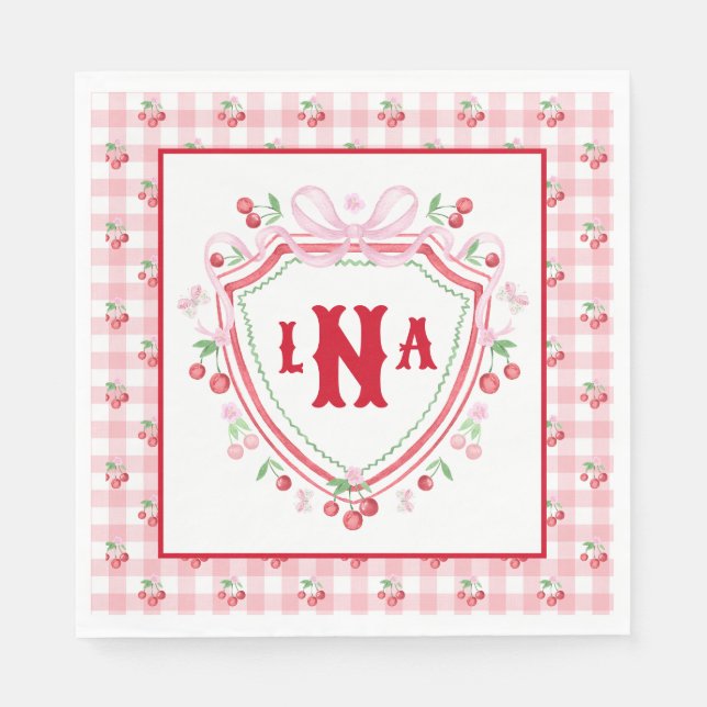 Coquette Cherry Monogam  Napkin (Front)