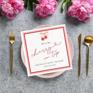 Coquette Cherry on Top Baby Girl Shower Napkin