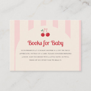 Coquette Cherry on Top Baby Shower Books for Baby Enclosure Card