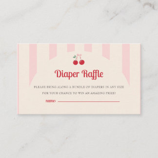 Coquette Cherry on Top Baby Shower Diaper Raffle Enclosure Card