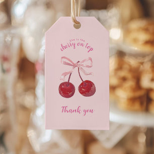 Coquette Cherry on Top Baby Shower Gift Tags